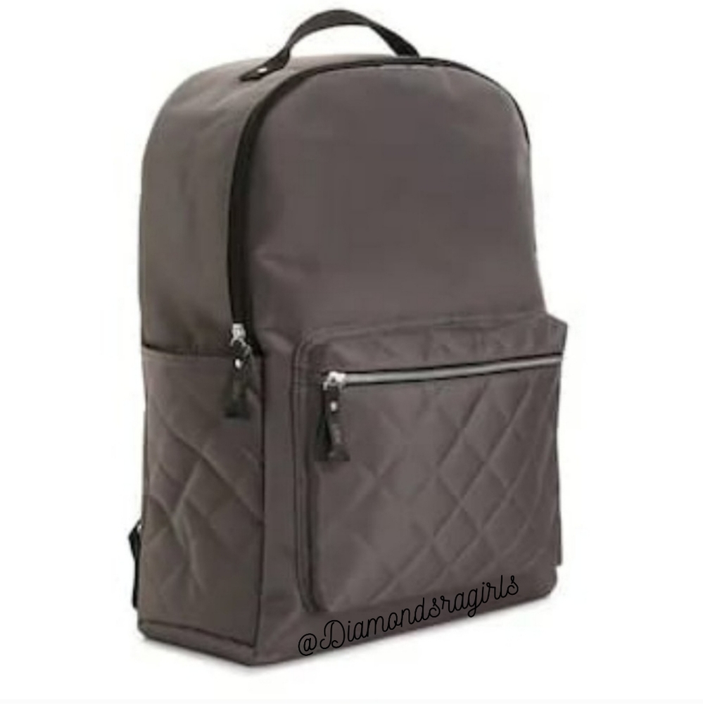DSW Large Quilted Backpack Gray Black Silver NIP